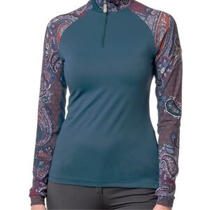 Kastel Quarter Zip Sun Shirt with Paisley Sleeves - Equestrian Sun Shirt